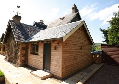 Timber clad house extension Scottish Borders